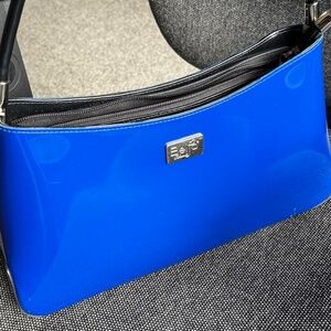 BEIJO Patent Vinyl Purse Bag Handbag Beautiful Glossy Cobalt Blue